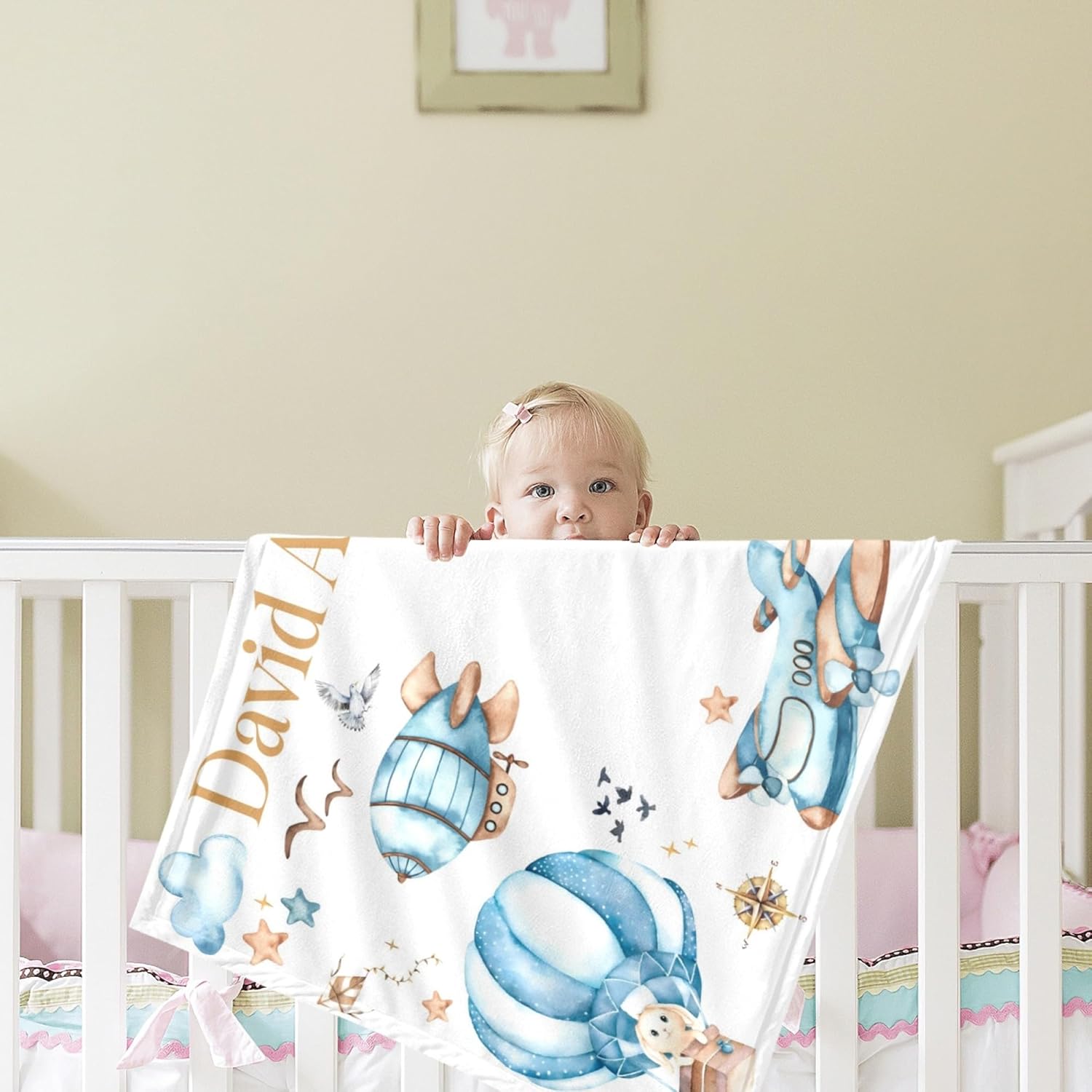 Mamatety Monthly Baby Milestone Blanket with Name and Photo
