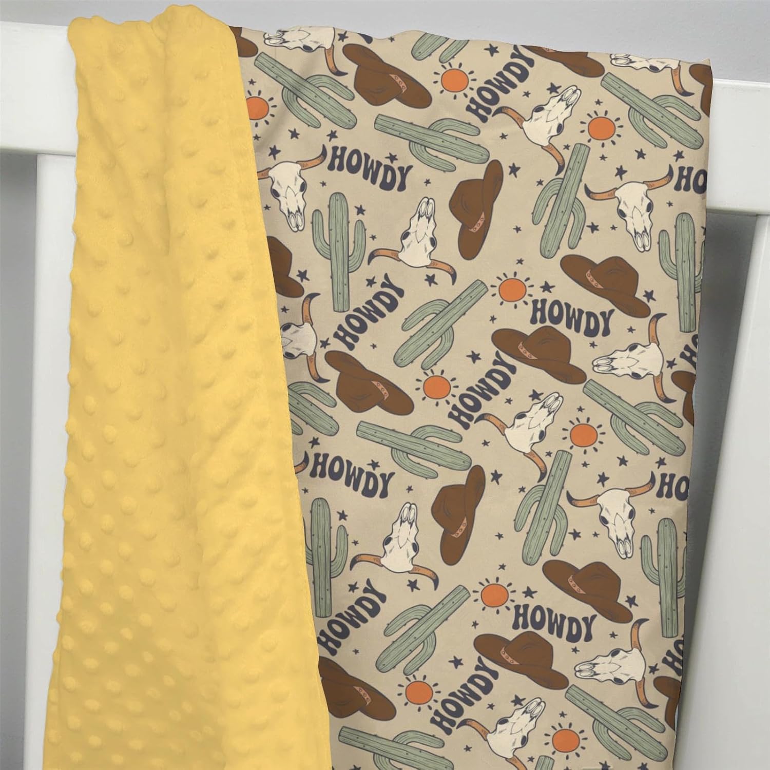 Mink Baby Blanket with Dotted Backing and Neon Pattern