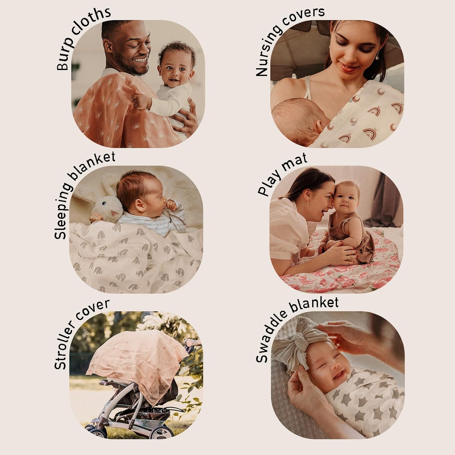 GLLQUEN BABY 4-Pack Swaddle Blankets 35x40