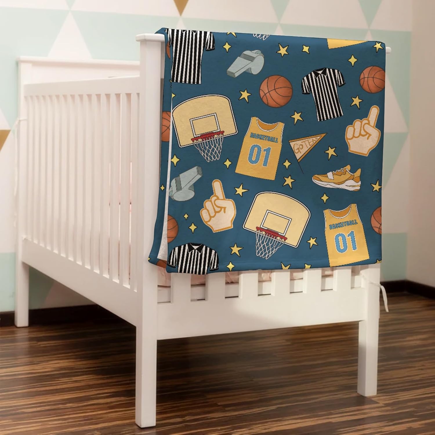 Ultra Soft Flannel Basketball Blanket for Kids and Babies