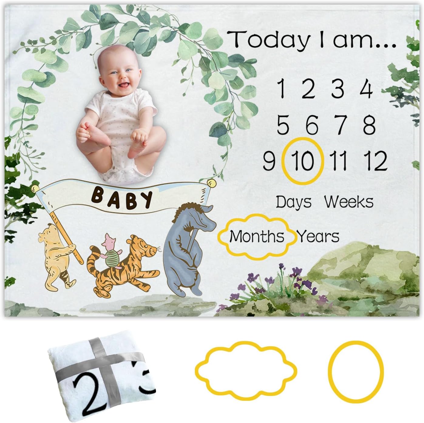 Winnie Baby Milestone Blanket with Felt Frames