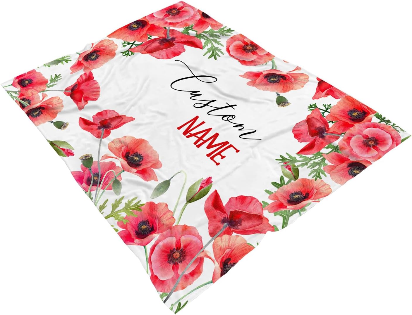 Personalized Poppies Baby Blanket Custom Crib Decor