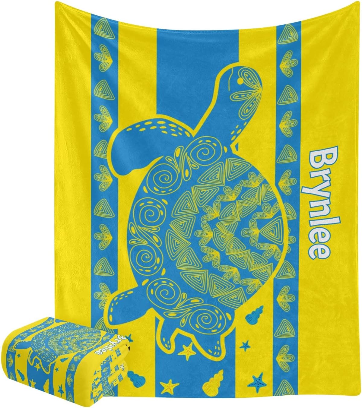 Custom Personalized Turtle Blanket for Newborn with Name
