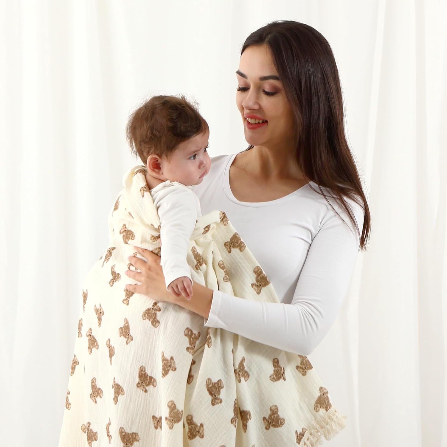 Insular Cotton Muslin Baby Blanket with Tassel - 47x40