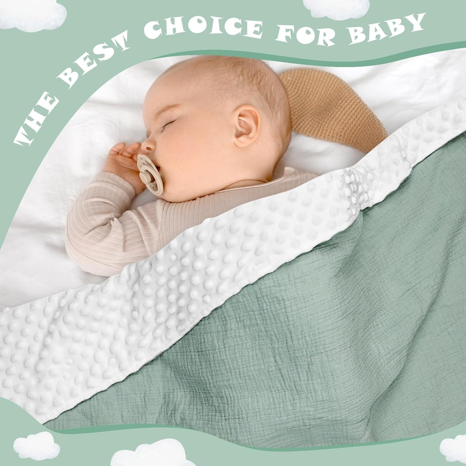 Hooyax Muslin Baby Blanket 30 x 40 Green 1