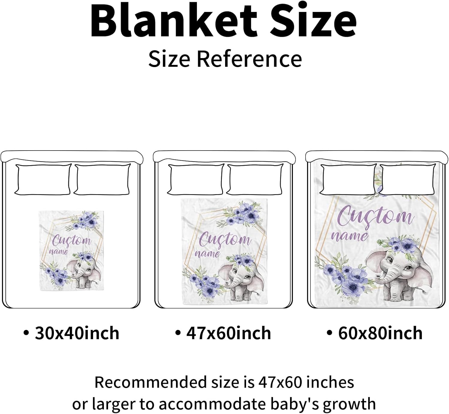 YISMEET Personalized Baby Blanket with Name Elephant Theme
