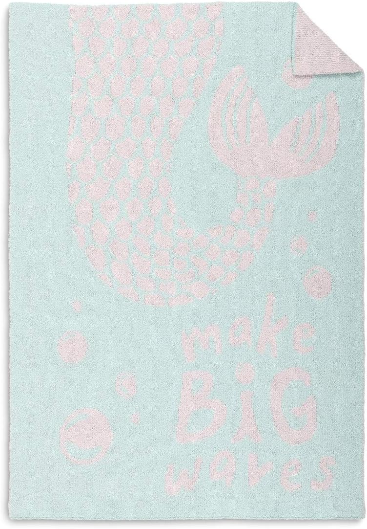 DEMDACO Mermaid Bed Blanket 40x30 Soft Pastel Blue
