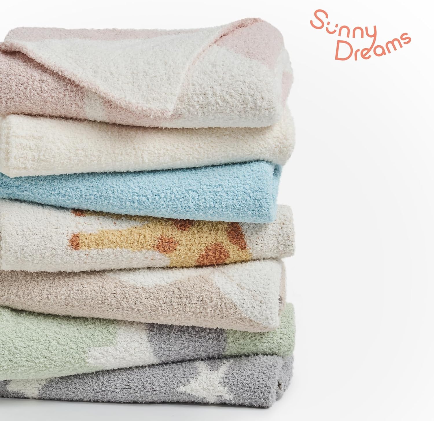 EVERGRACE Soft Plush Baby Blanket with Bear Pattern
