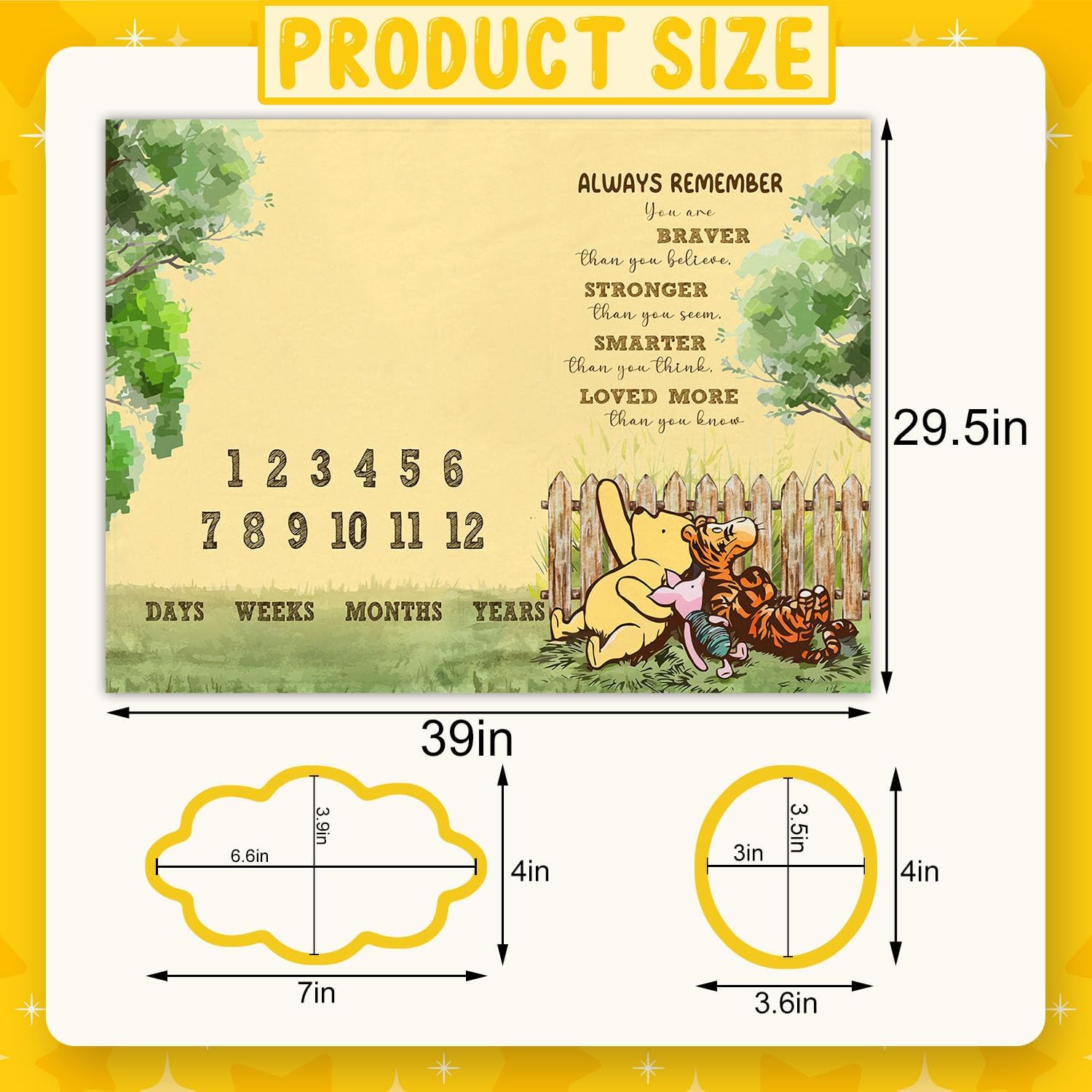 Winnie Baby Milestone Blanket Set with Photo Frames