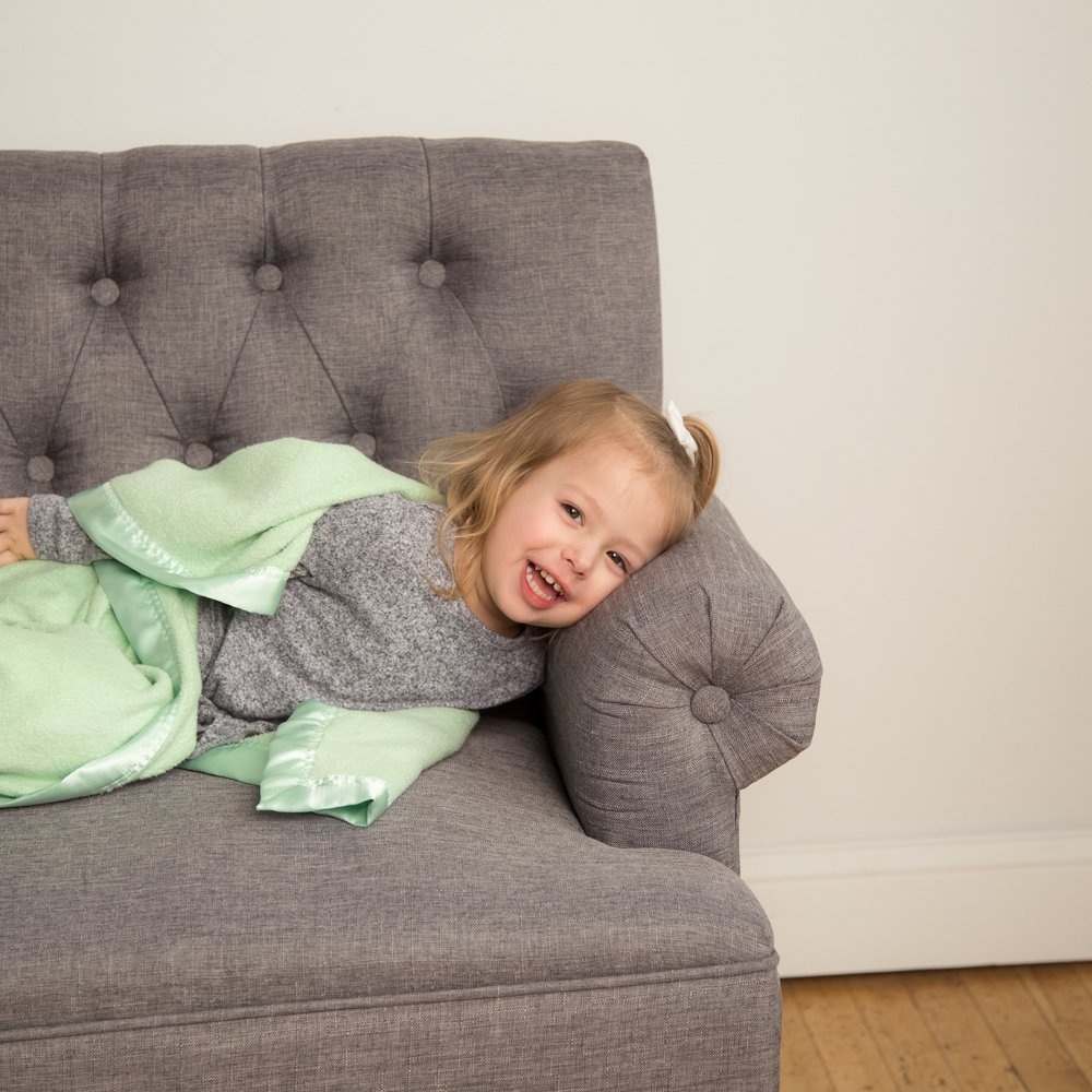 Bamboo Rayon Toddler Security Blanket - Soft Light Green with Satin Edging