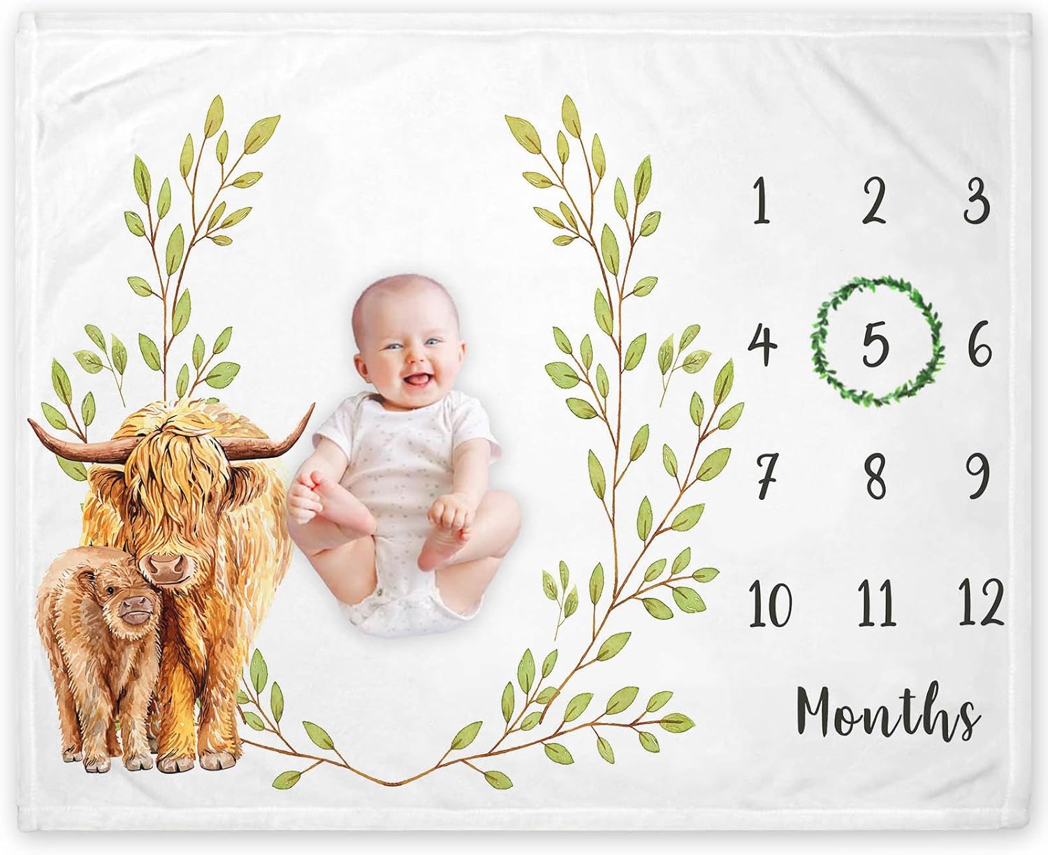 Yuzioey Highland Cow Milestone Blanket 50x40
