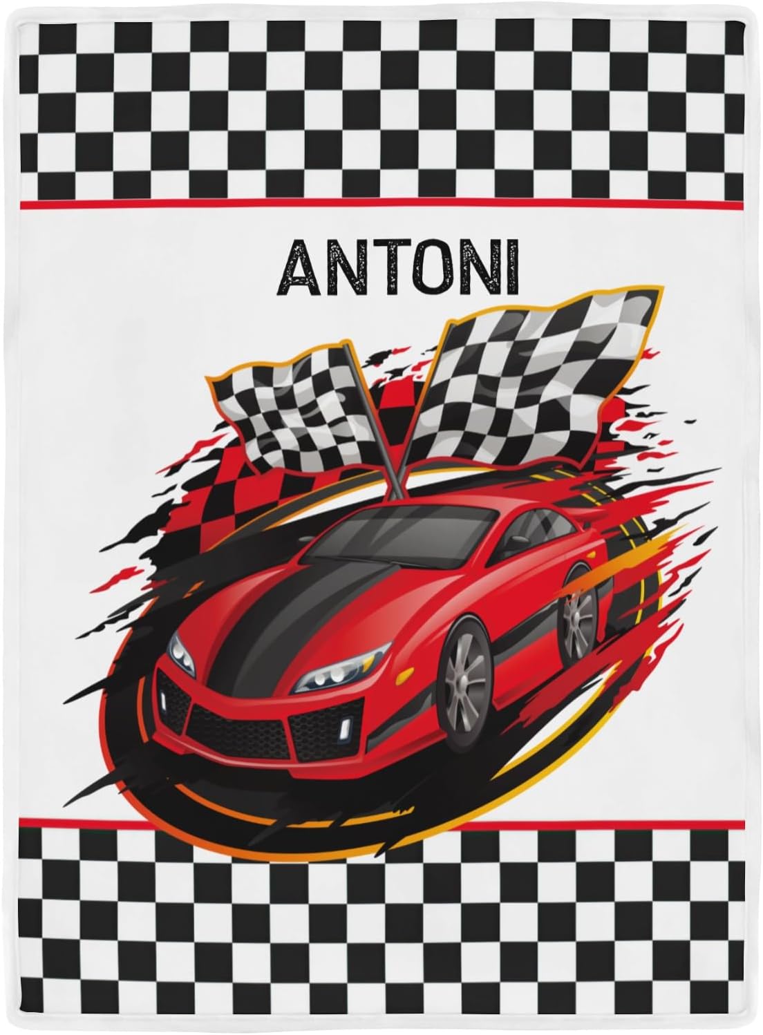 Deven Red Race Car Checkered Cooling Blanket for Toddler