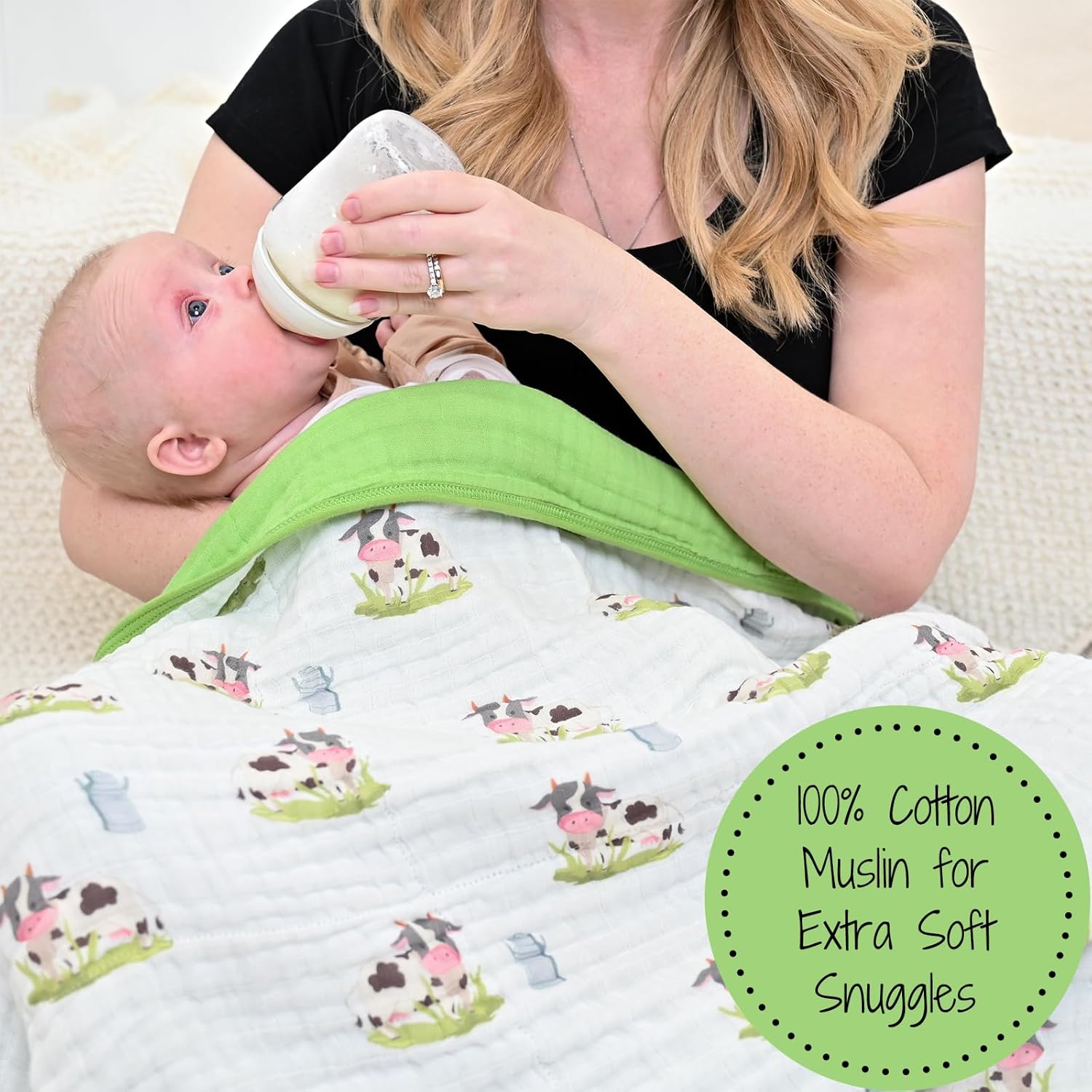 LollyBanks Cows Print Muslin Blanket 47x47