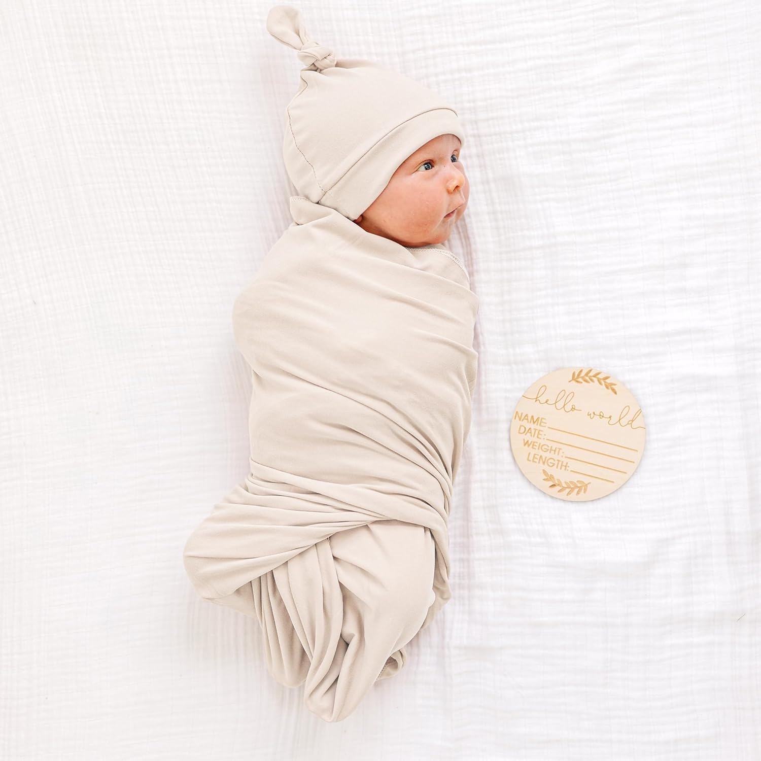 Konssy Baby Girl Swaddle Blanket Set with Headband and Beanie 1