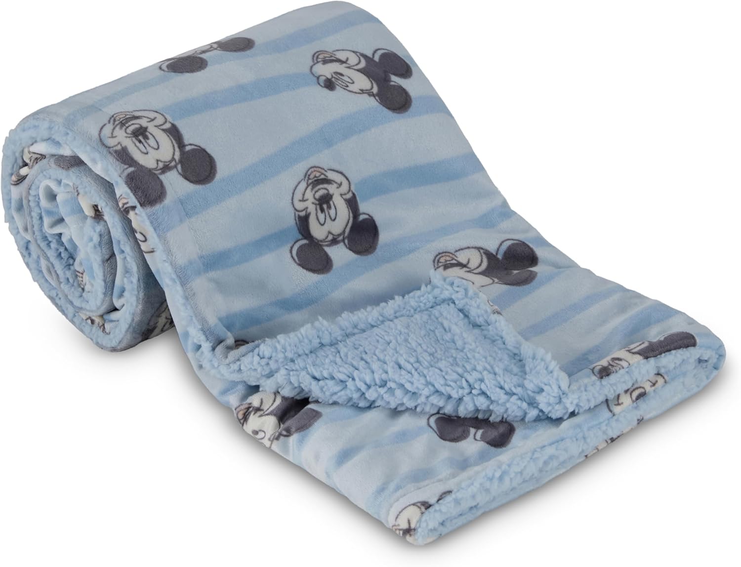 Disney Character Fuzzy Double Sided Baby Blanket with Mink and Sherpa