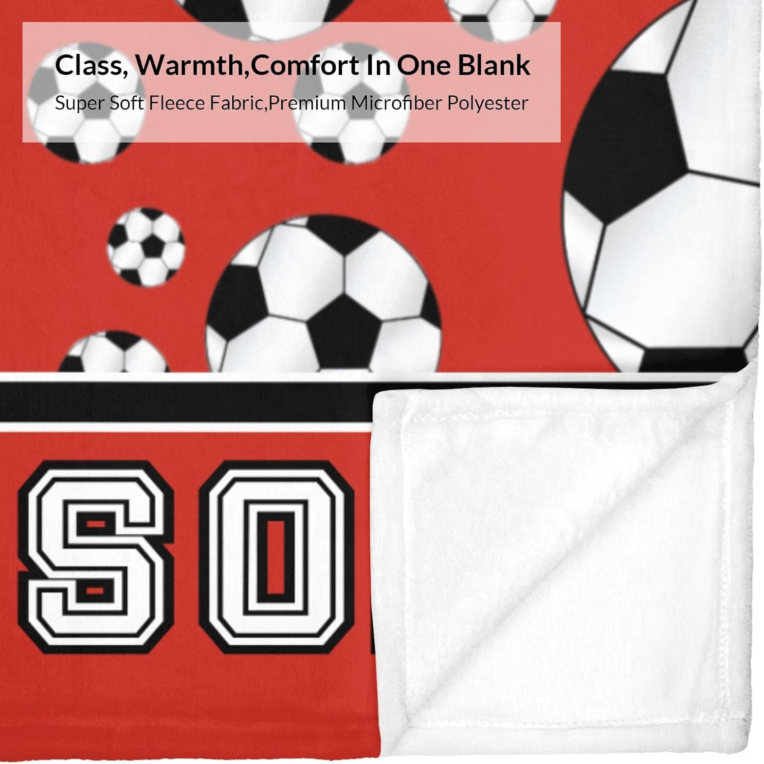Deven Soccer Red Personalized Baby Blanket - 30x40 Inches