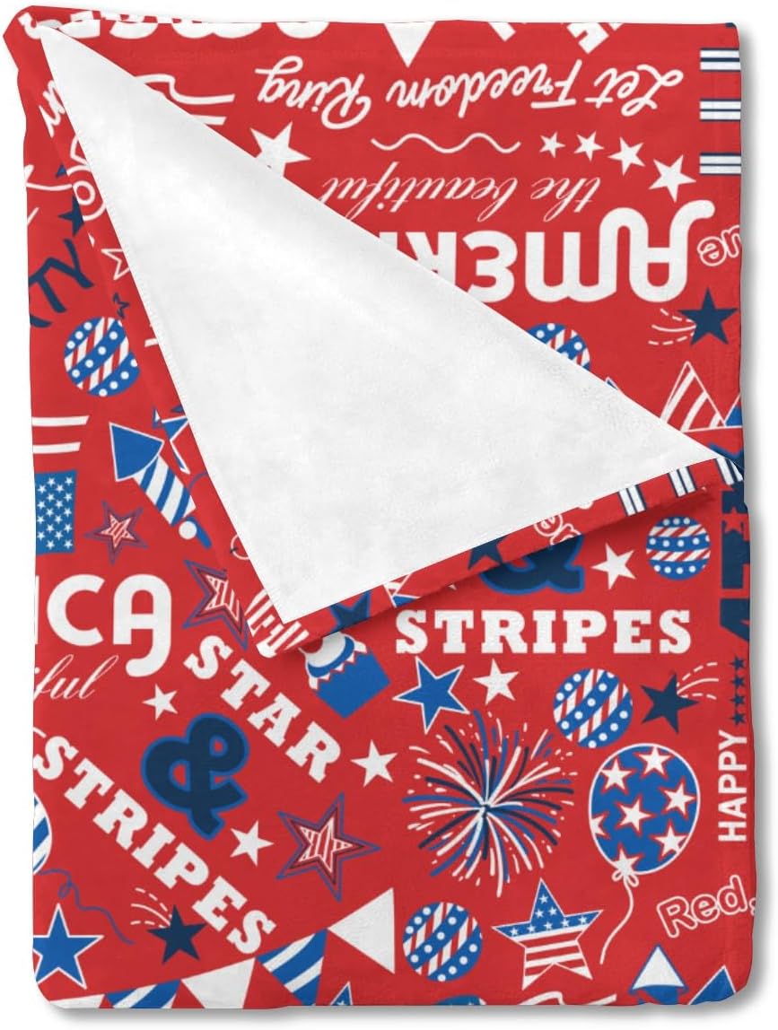 Patriotic 4th of July Baby Blanket with Stars and Stripes