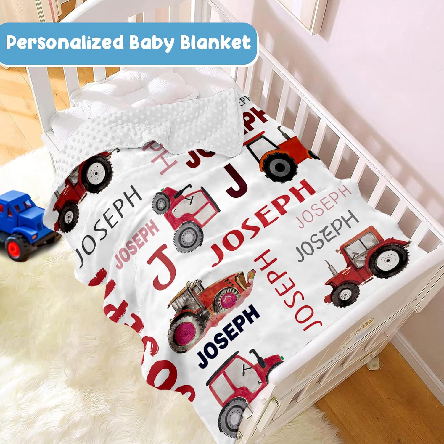 Personalized Car Baby Blanket with Name for Boys and Girls