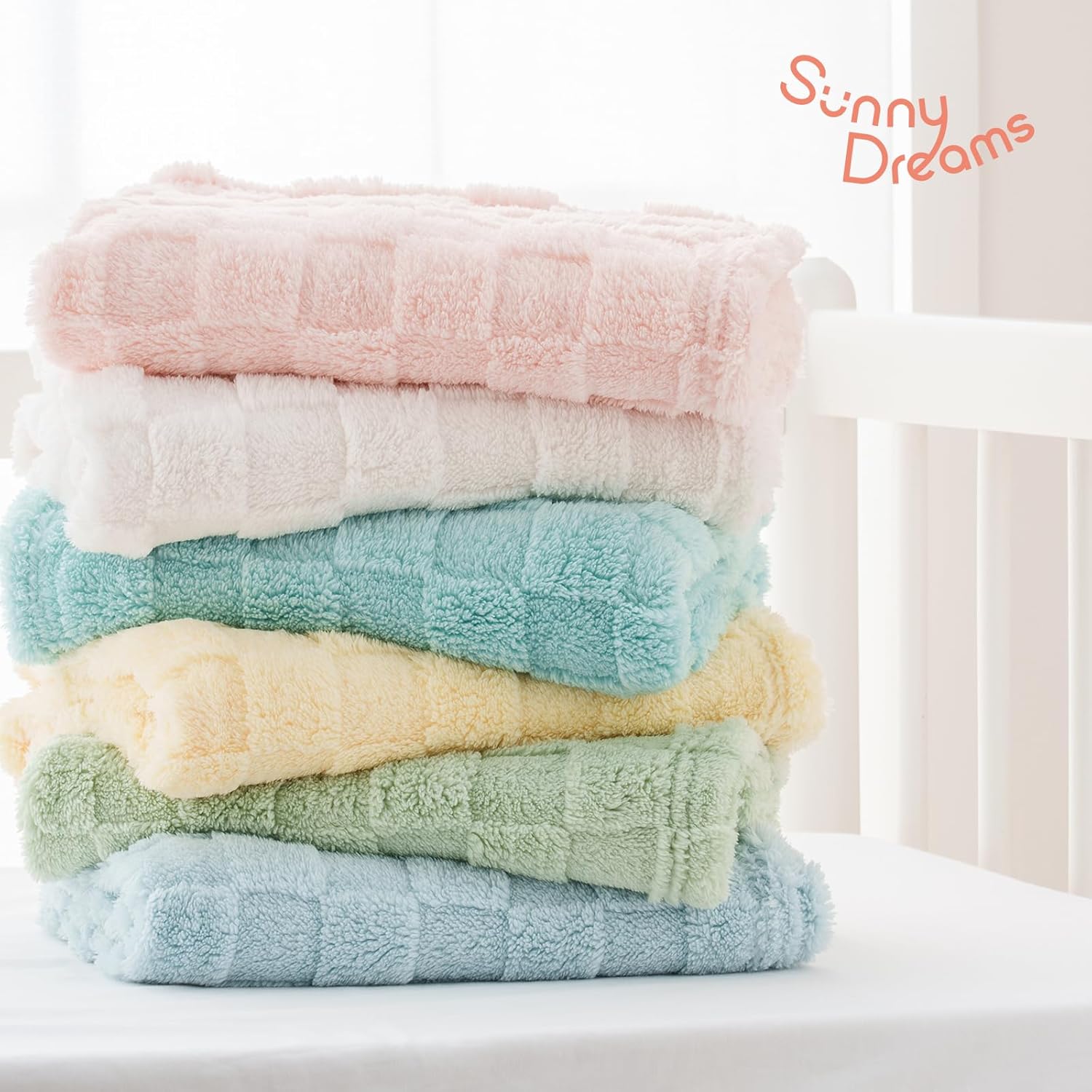 Checkered Double-Sided Fleece Baby Blanket - Blue 30x40 Inches