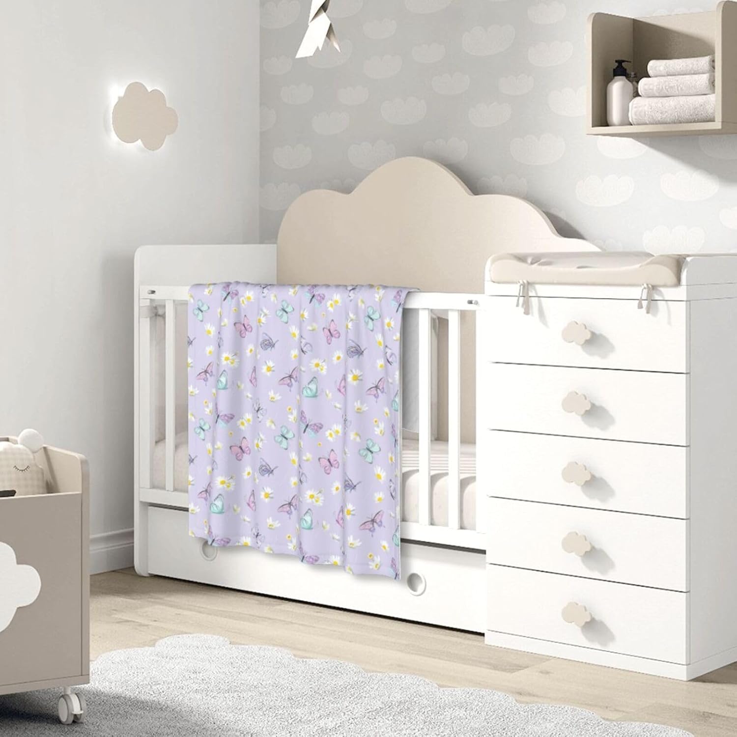 SUPLUCHOM Baby Blanket Butterfly Daisy 30x40 Inch Plush