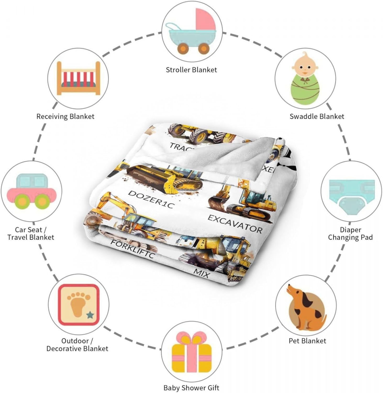 Truck Construction Equipment Flannel Blanket for Kids
