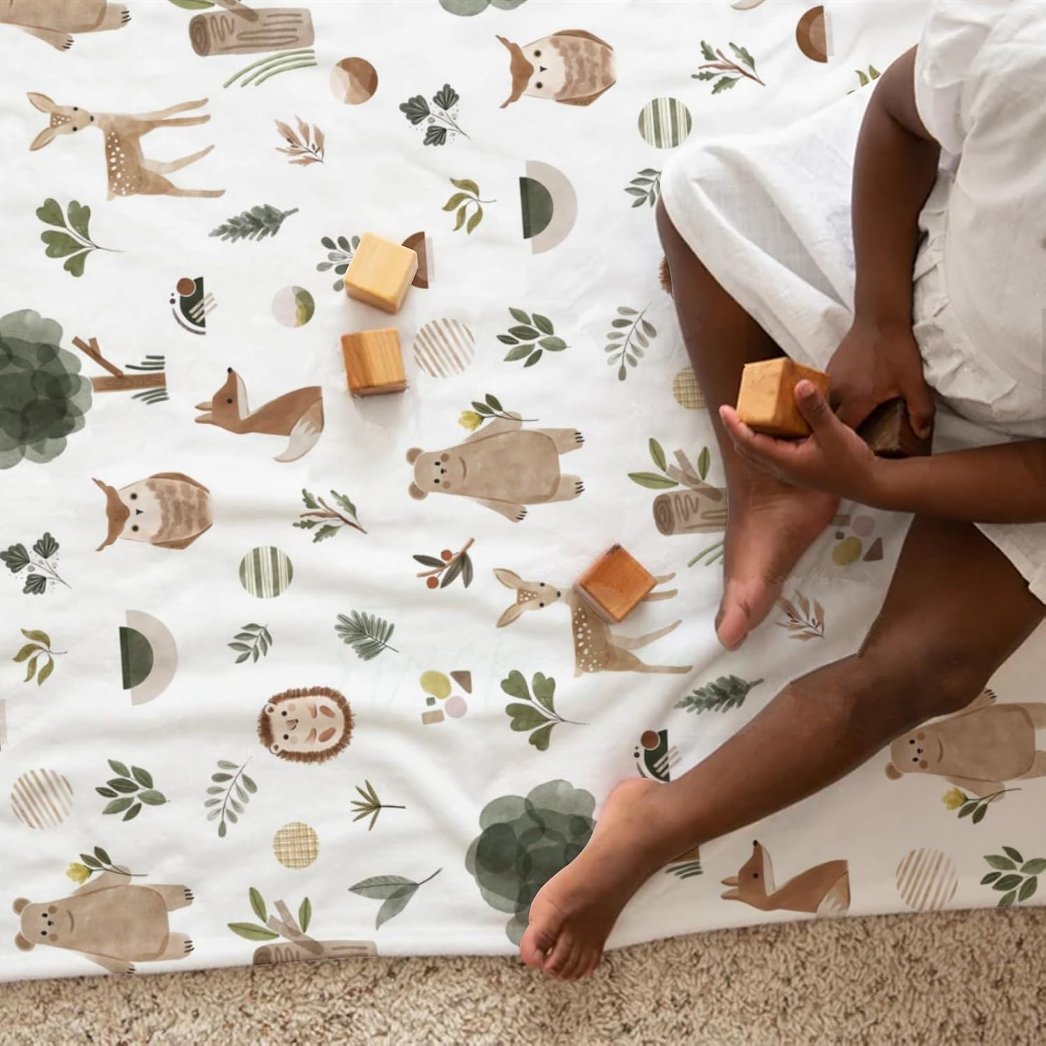 Boho Animal Mink Baby Blanket with Dotted Backing - 30x40