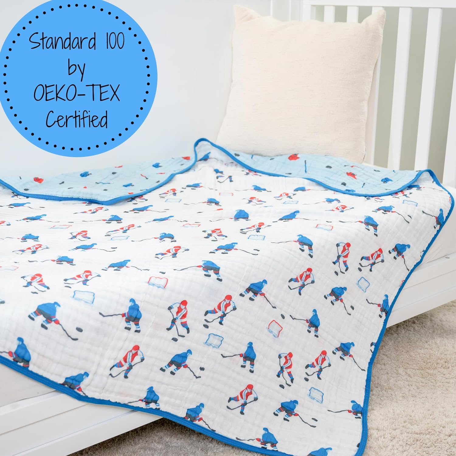 LollyBanks Ice Hockey Muslin Blanket 6-Layer