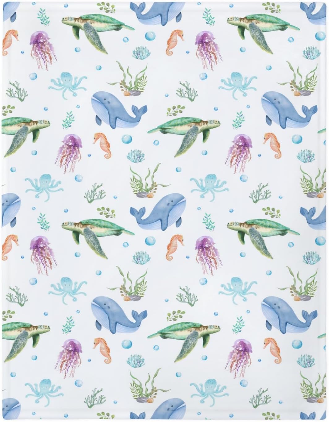 Boho Sea Animals Baby Blanket - Flannel 30x40inch