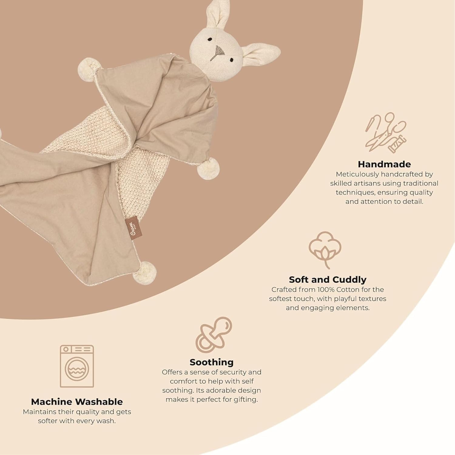 Crane Ollie Bunny Lovey Blanket - Organic Cotton Security Blanket