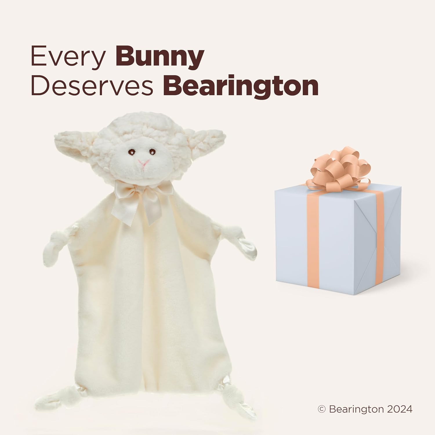 Bearington Baby Wee Lamby Lovey 8x7 Inch Security Blanket for Baby Girls