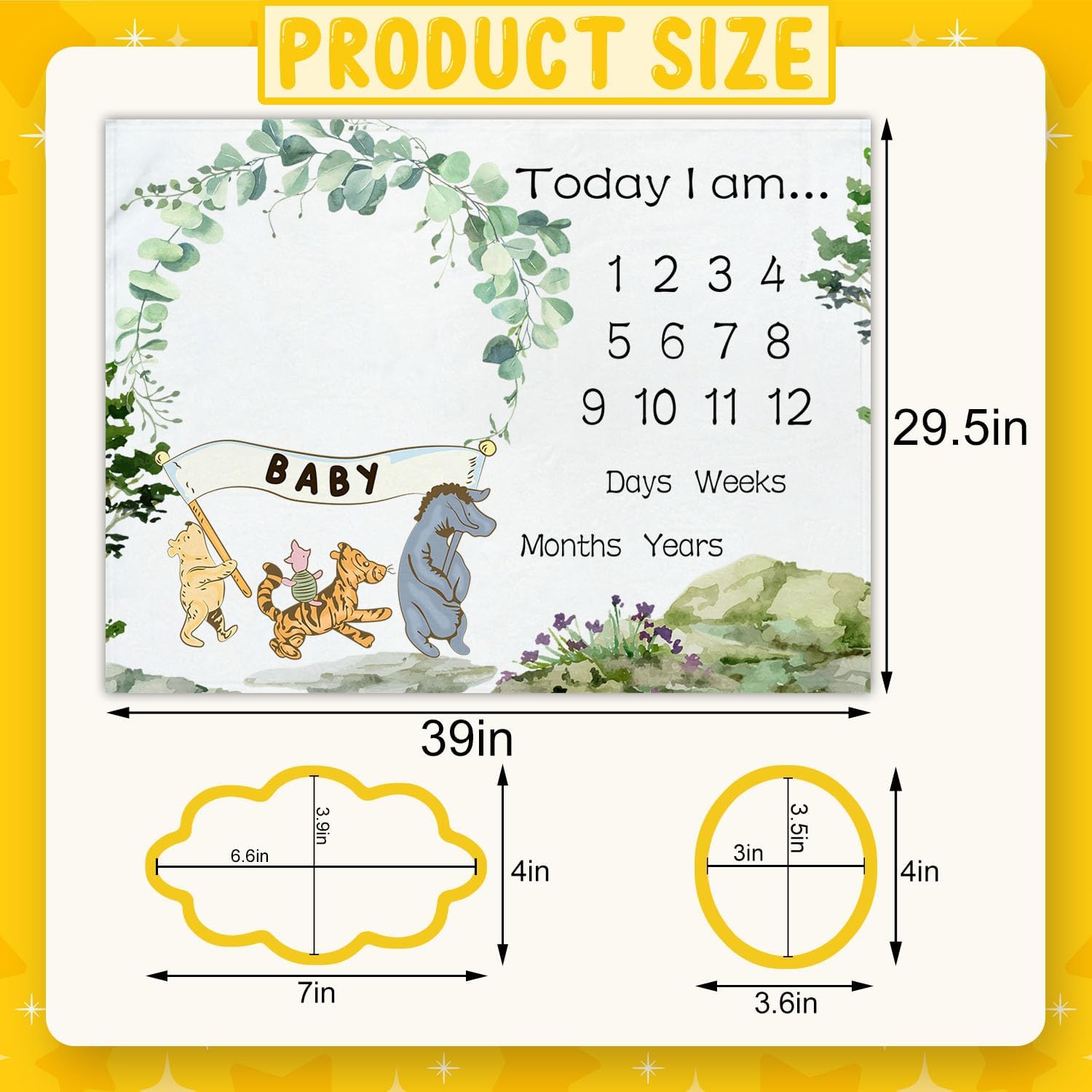 Winnie Baby Milestone Blanket with Felt Frames