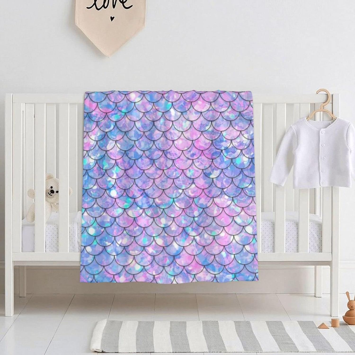 KILOWR Mermaid Scales Baby Blanket for Girls 1