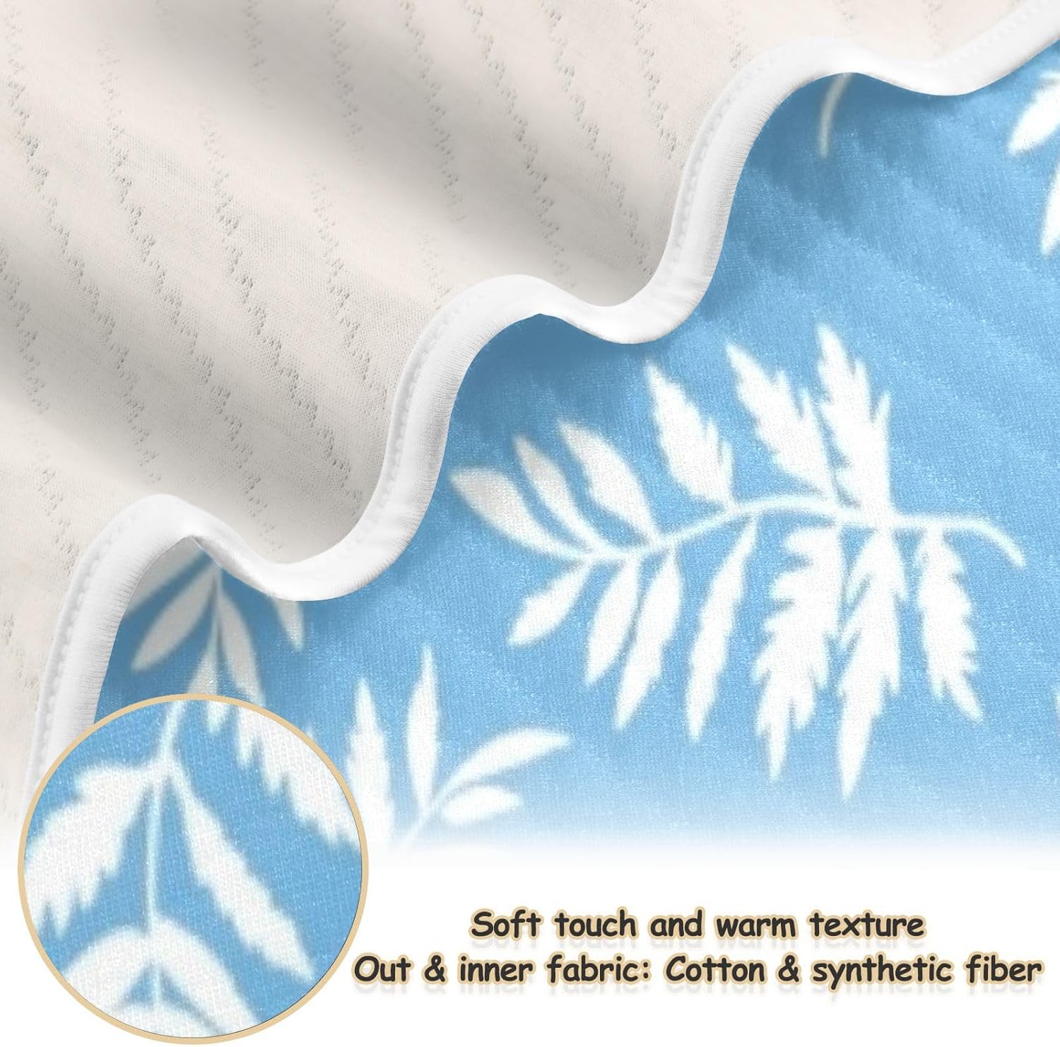 YJMYDDZ Baby Blanket with White Leaves 30x40 Inch Soft Breathable Nursery Bed Blanket