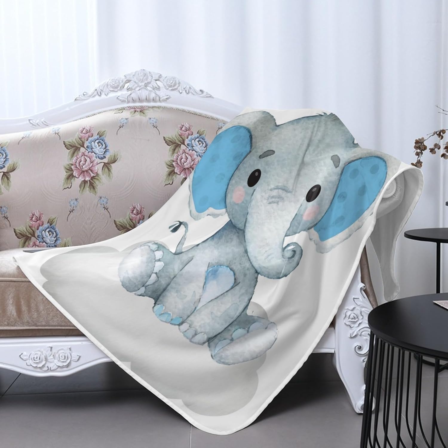 Deven Blue Elephant Cooling Blanket for Toddler