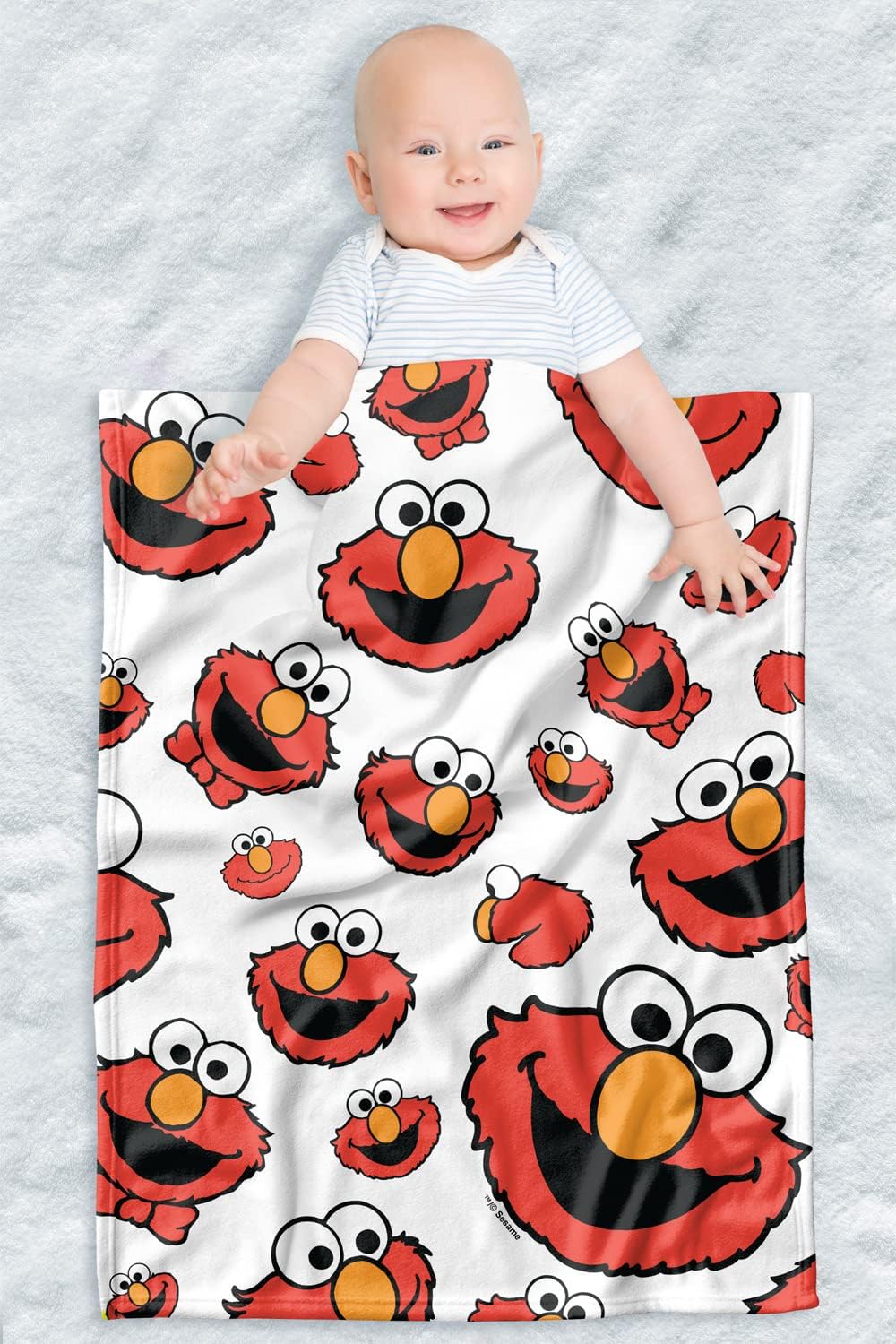 LOGOVISION Sesame Street Baby Blanket 30X40 Elmo Face Pattern 1