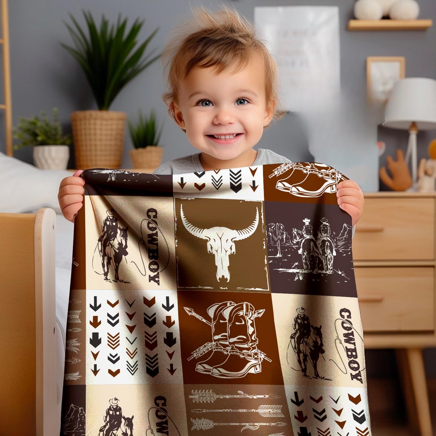 Western Baby Blanket for Nursery Room Decor
