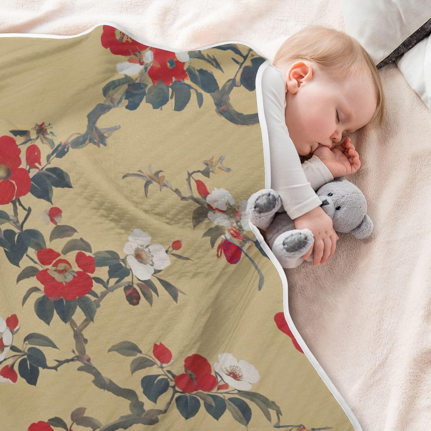 WELLDAY Baby Blanket - Japanese Tea Tree Floral 30x40 Inch 1