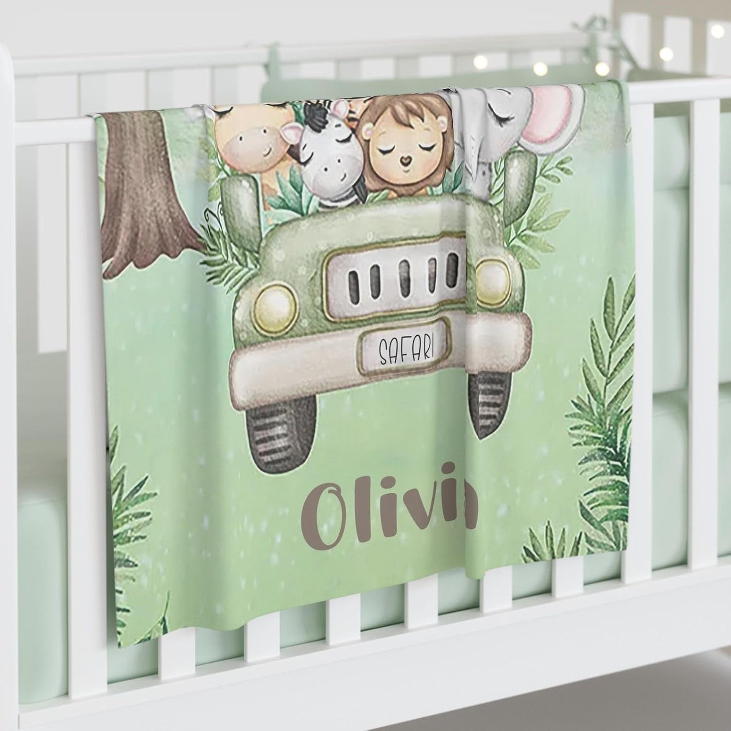 Customized Name Baby Forest Animal Blanket