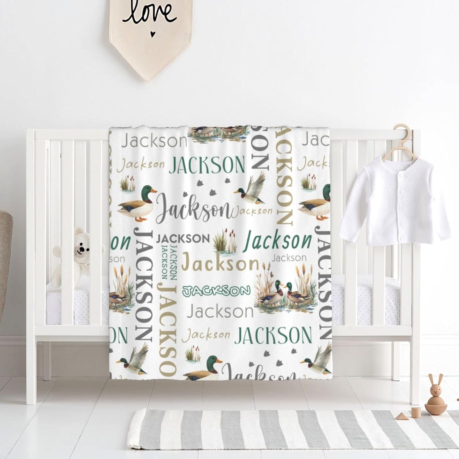 Personalized Mallard Baby Blanket with Name 1