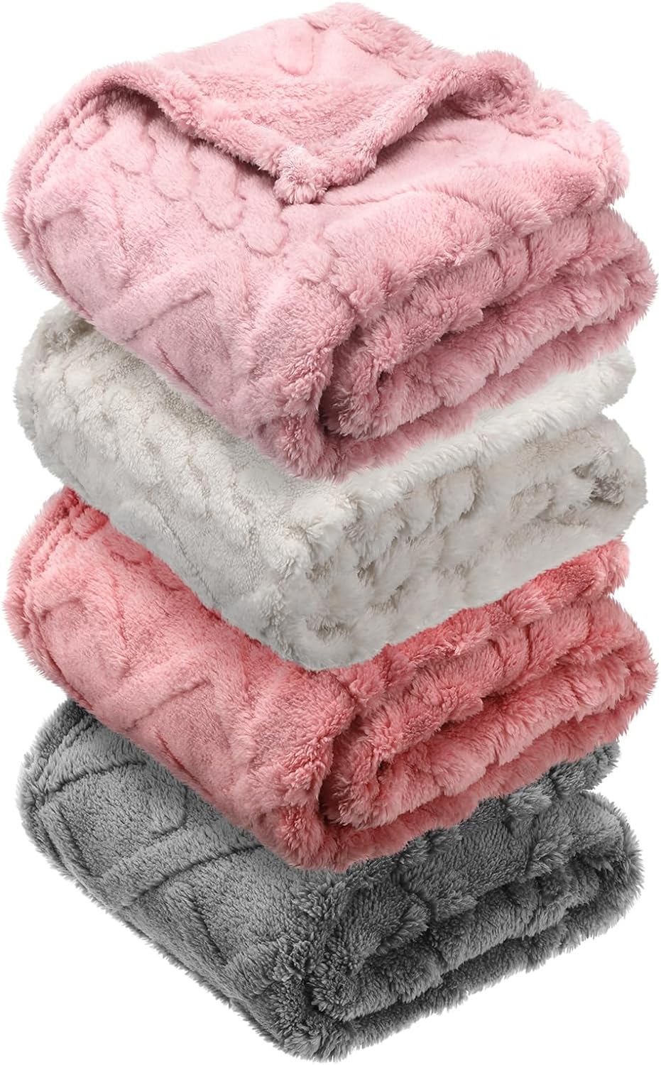 4 Pcs Fleece Baby Swaddling Blankets Set Pink