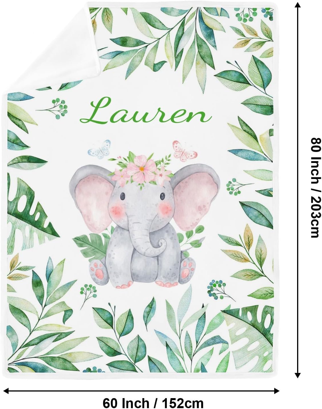 Deven Green Leaves Elephant Cooling Blanket for Toddler Customized 30x40 Inch
