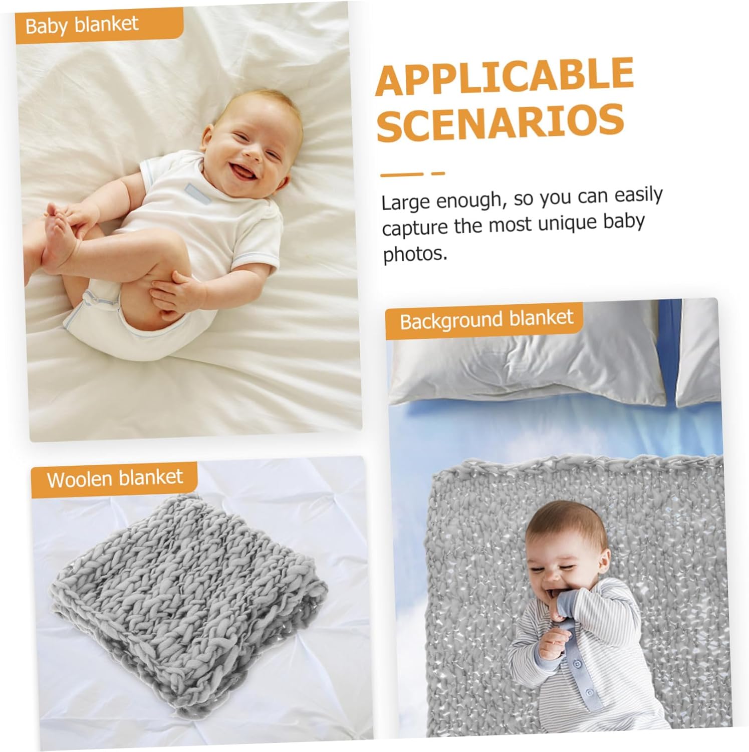 Veemoon 1pc Handmade Knitting Wool Blanket for Newborn Photography 1