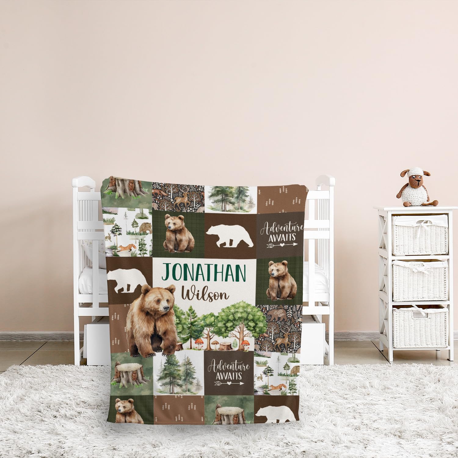 Personalized Woodland Baby Blanket with Custom Name 1