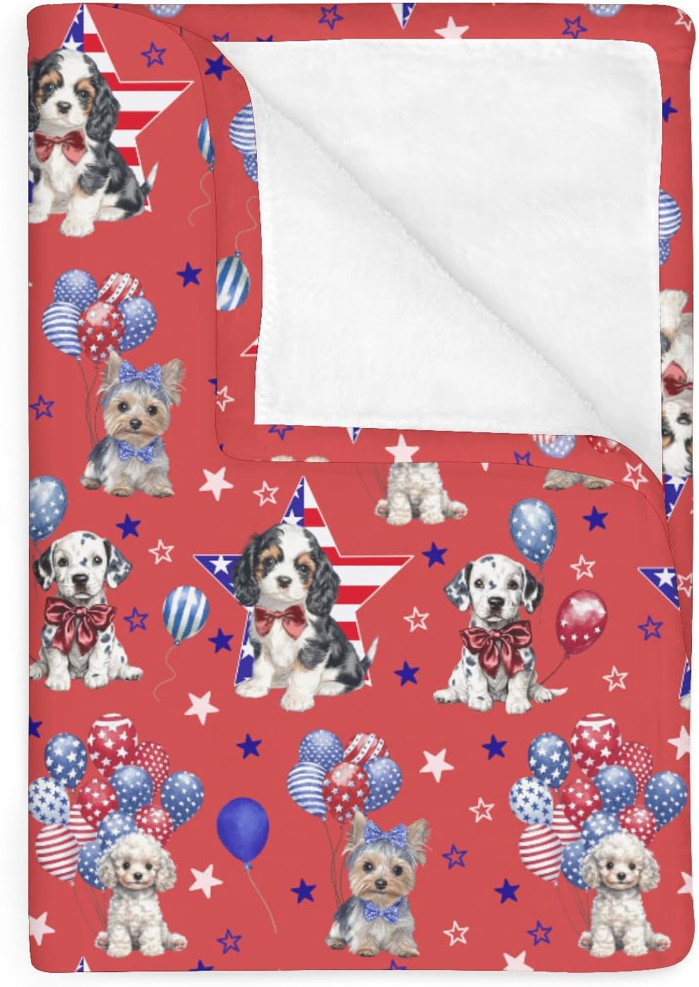 Patriotic Dogs Stars Balloon Baby Blanket