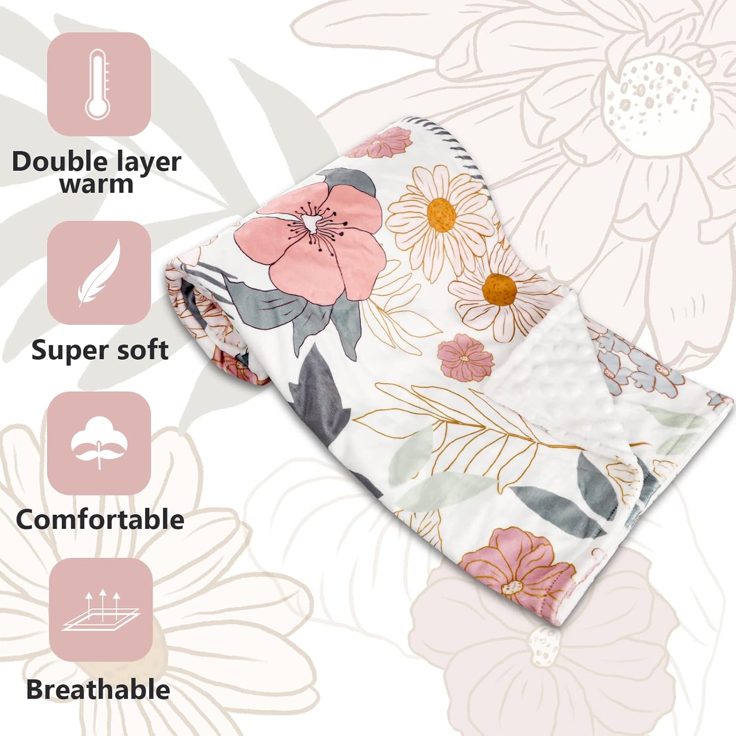 HNHUAMING Baby Blanket with Dotted Backing