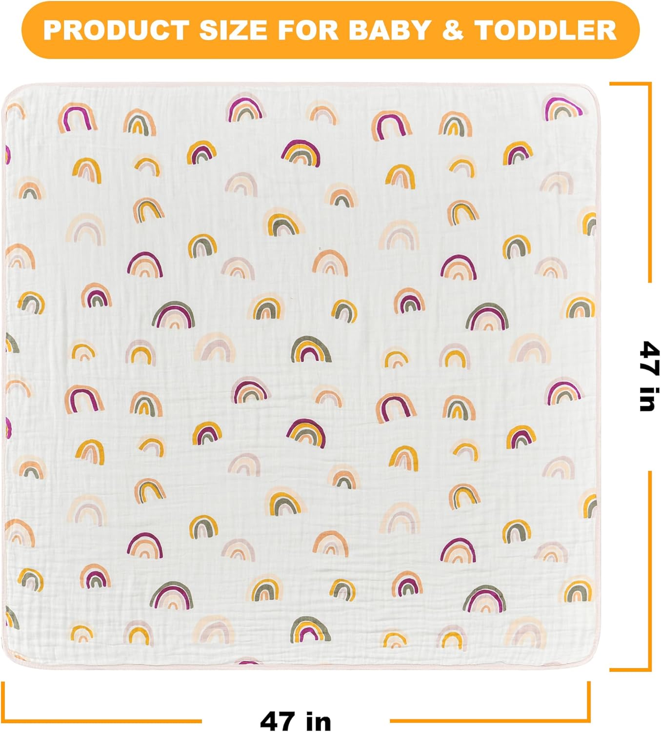 ZPECC 47x47 Muslin Blanket for Baby 8-Layer Organic Cotton Hypoallergenic