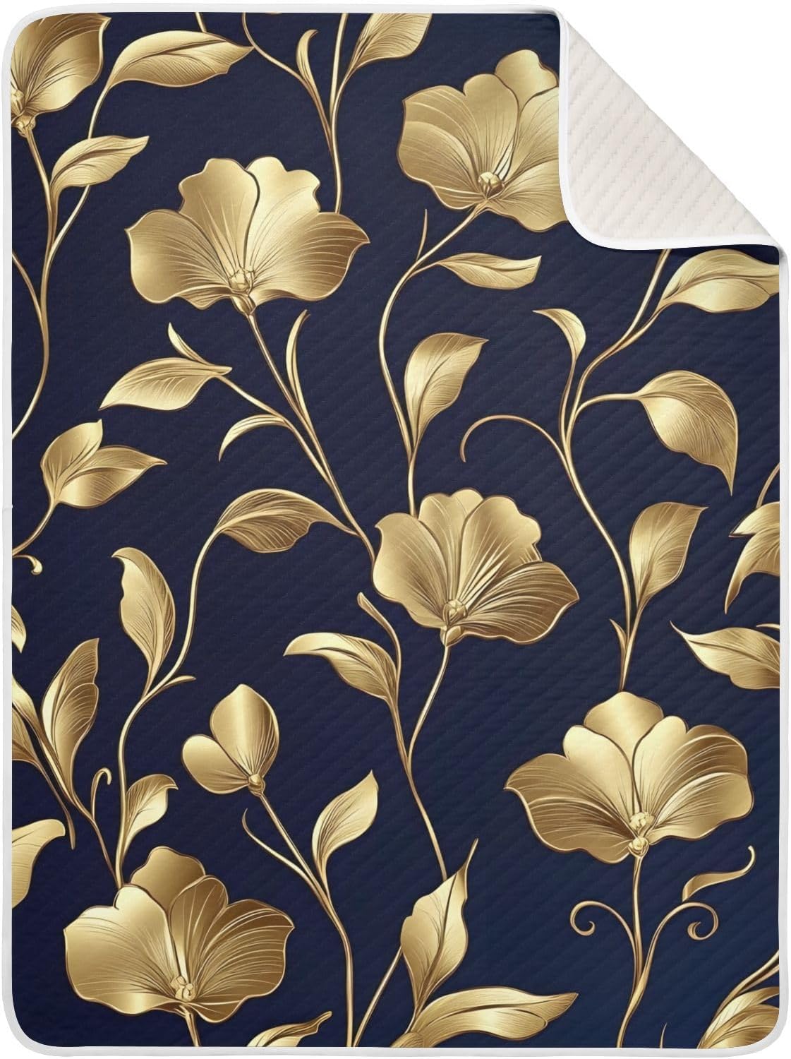 WELLDAY Golden Flowers Baby Blanket 30x40 Inch