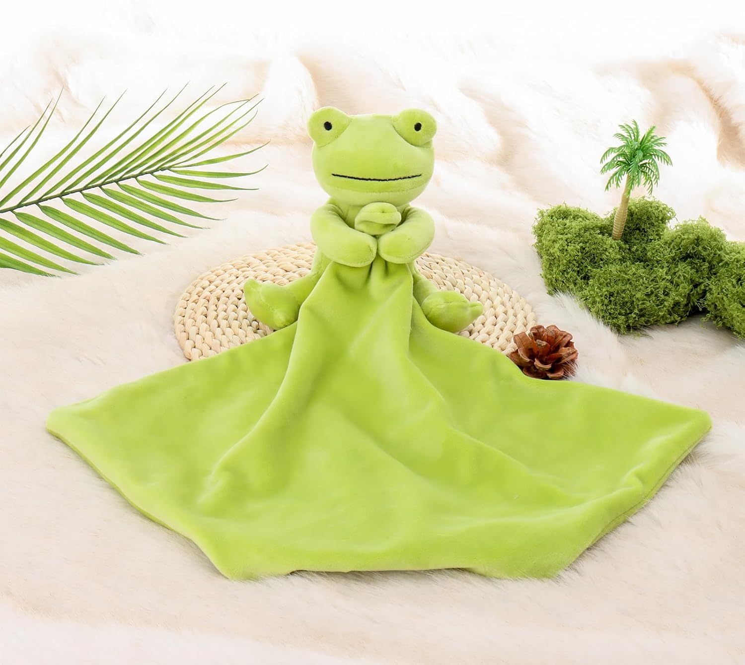 Apricot Lamb Green Frog Security Blanket 13 Inches 1