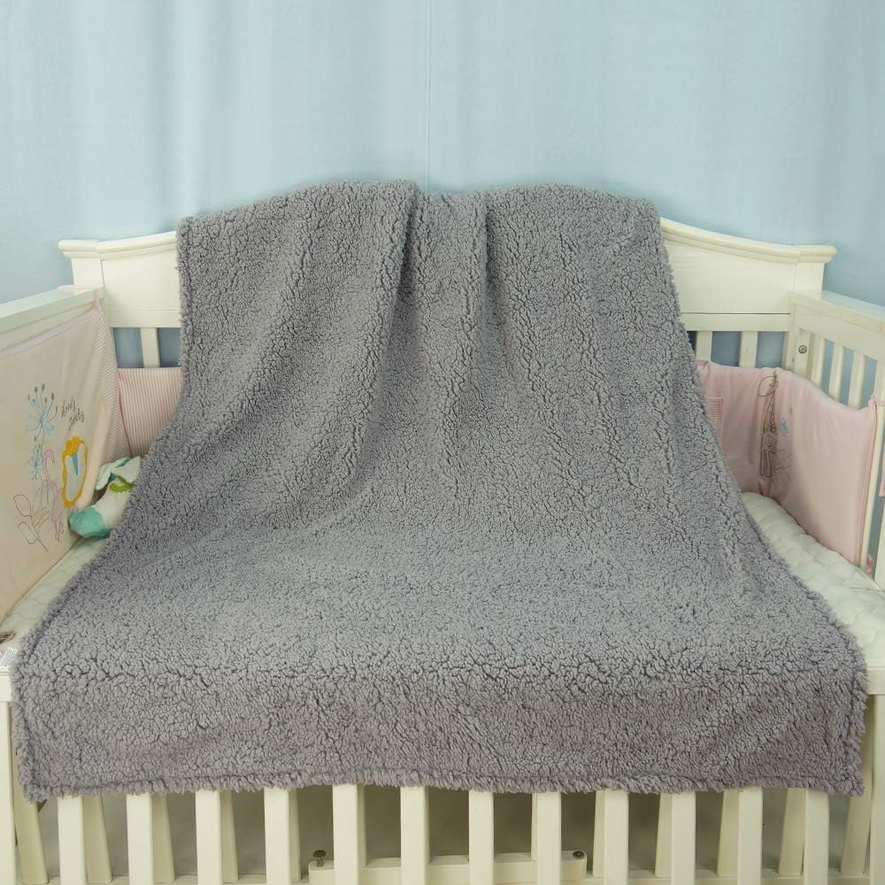 BlueSnail Toddler Crib Minky Blanket with Plush Shepra Fleece