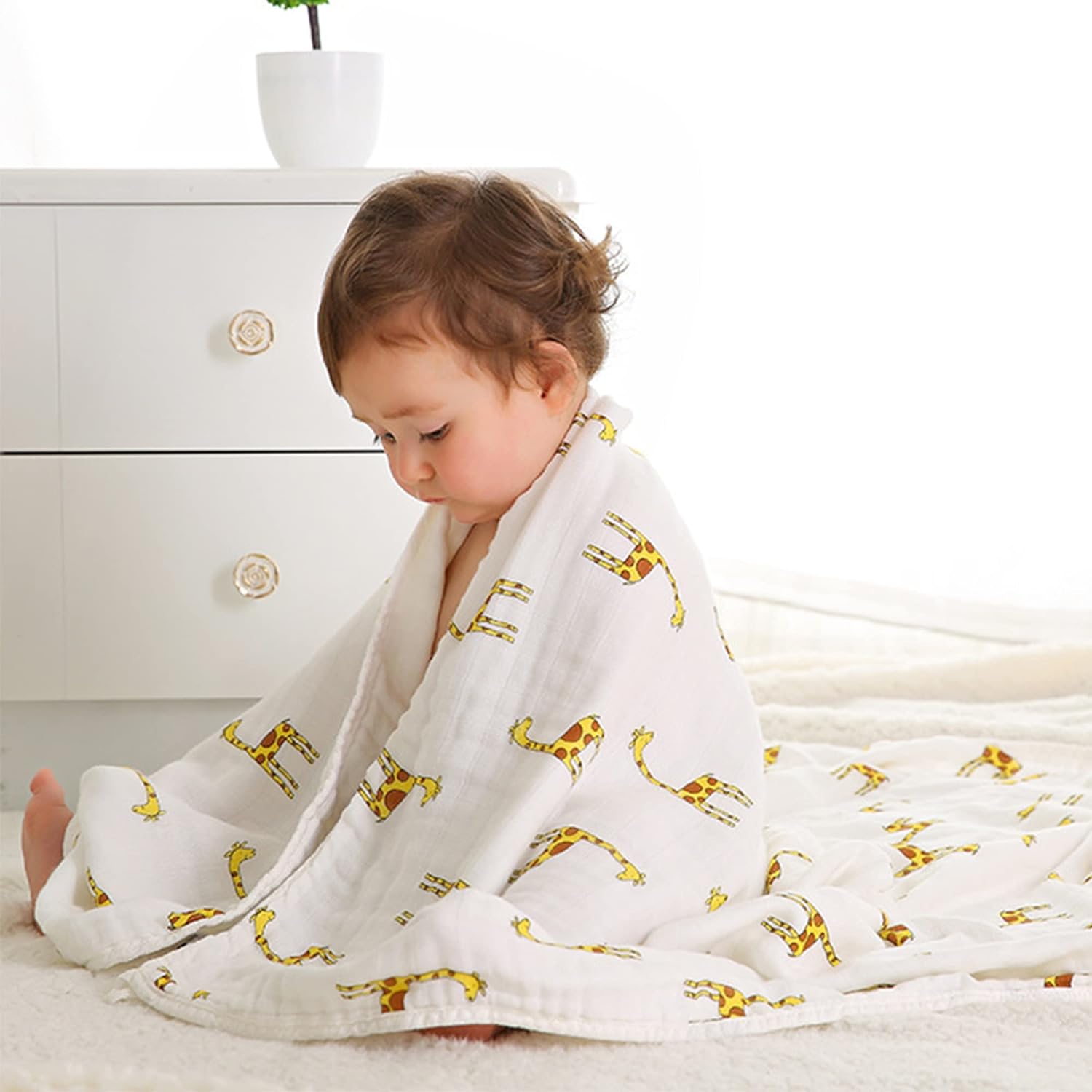 upsimples Swaddle Blanket Set of 4 - Fox Elephant Giraffe Dinosaur